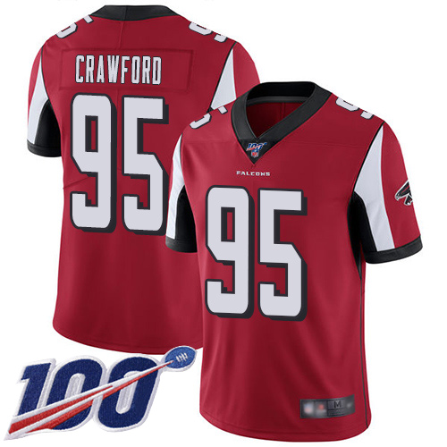 Atlanta Falcons Limited Red Men Jack Crawford Home Jersey NFL Football #95 100th Season Vapor Untouchable->youth nfl jersey->Youth Jersey